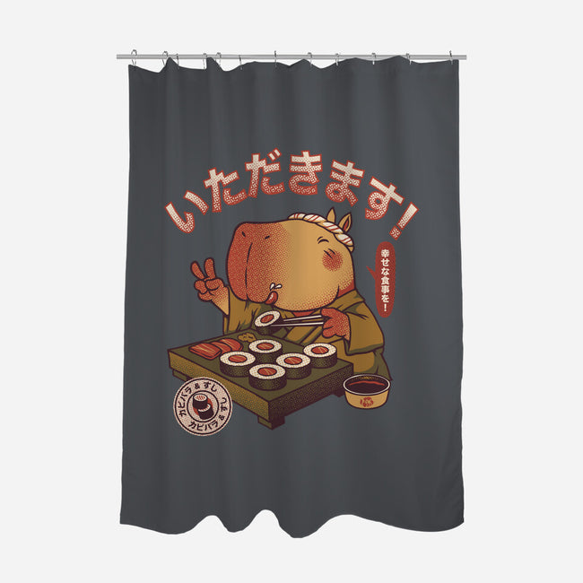 Sushi Chef Cute Capybara-None-Polyester-Shower Curtain-tobefonseca