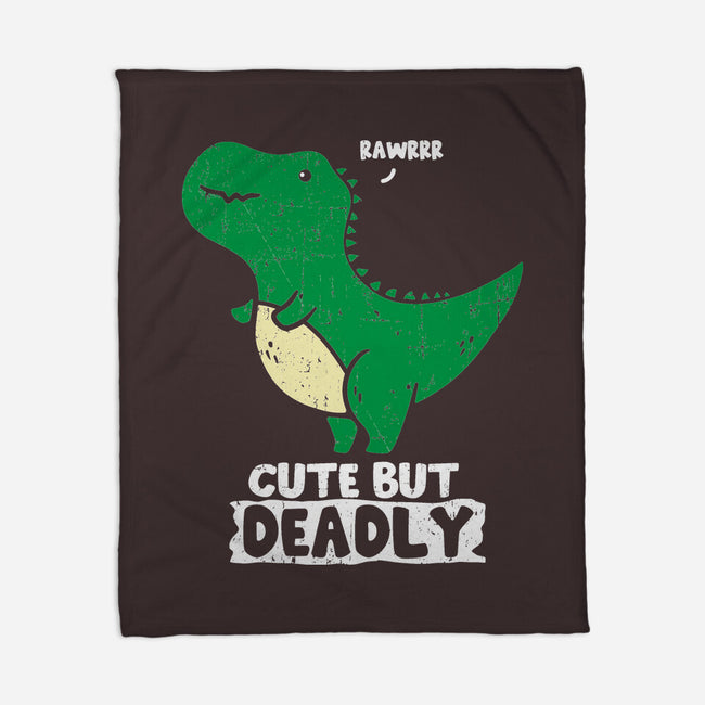 Cute But Deadly T-Rex-None-Fleece-Blanket-turborat14