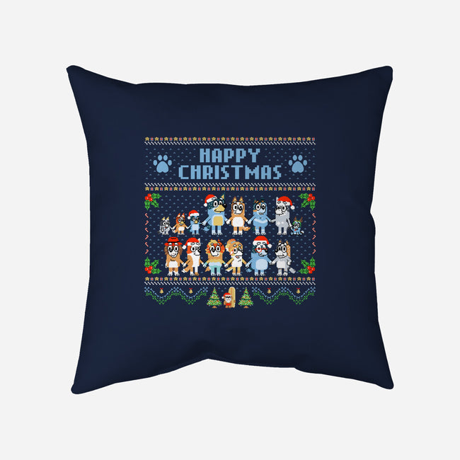 Happy Bluey Christmas-None-Removable Cover-Throw Pillow-rocketman_art