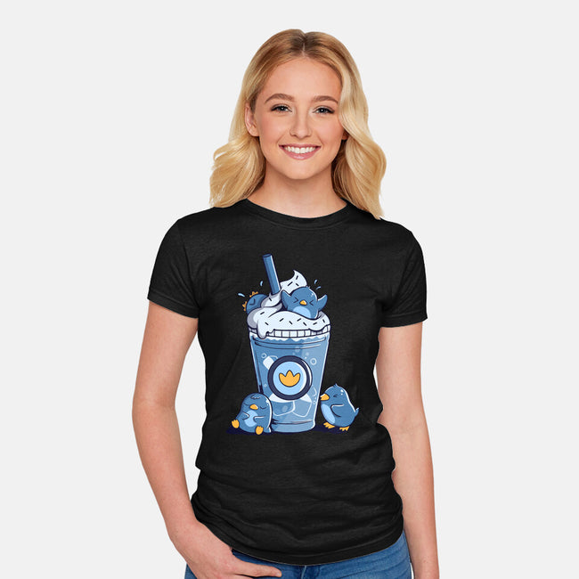 Penguin Iced Coffee-Womens-Fitted-Tee-tobefonseca