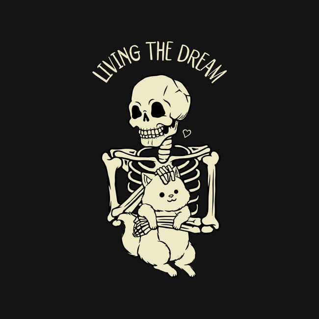 Living The Dream Skeleton Cat-Unisex-Kitchen-Apron-tobefonseca