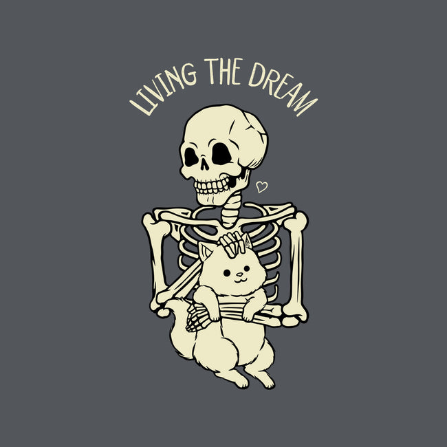Living The Dream Skeleton Cat-Unisex-Kitchen-Apron-tobefonseca