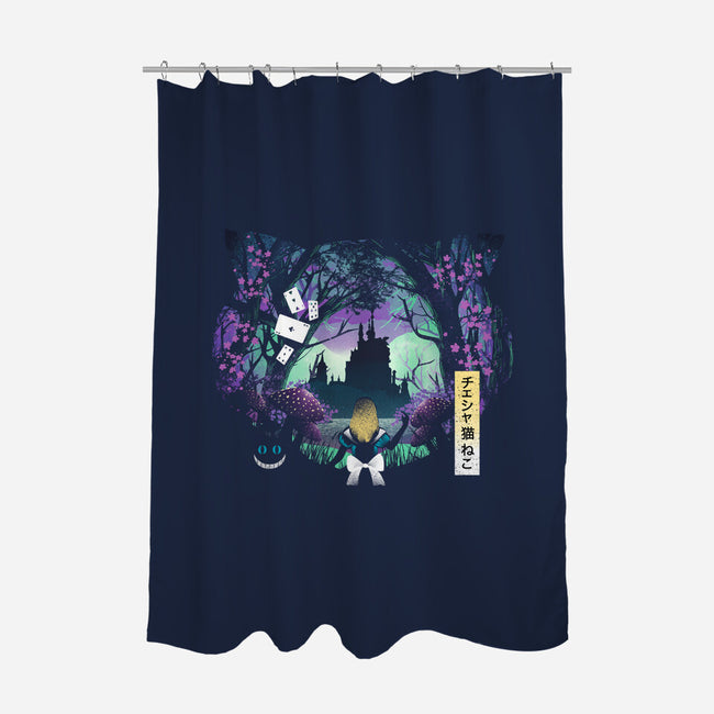 Wonderland Cat-None-Polyester-Shower Curtain-dandingeroz