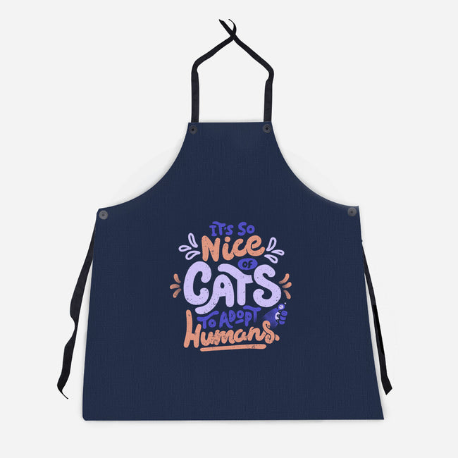 Cats Adopt Humans-Unisex-Kitchen-Apron-tobefonseca