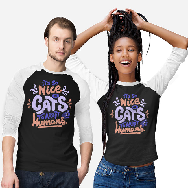 Cats Adopt Humans-Unisex-Baseball-Tee-tobefonseca