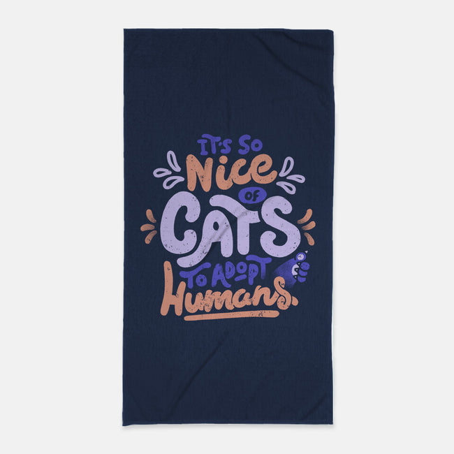 Cats Adopt Humans-None-Beach-Towel-tobefonseca