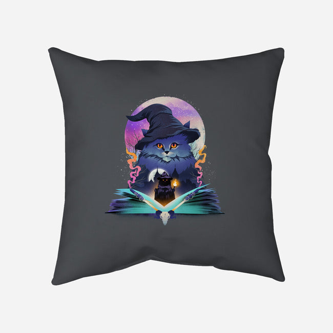 Book Of Cat Wizard-None-Removable Cover-Throw Pillow-dandingeroz
