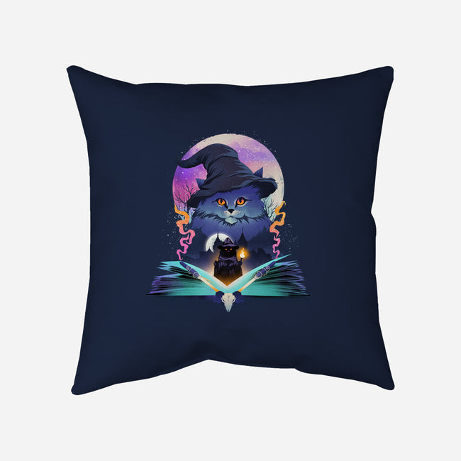 Book Of Cat Wizard-None-Removable Cover-Throw Pillow-dandingeroz