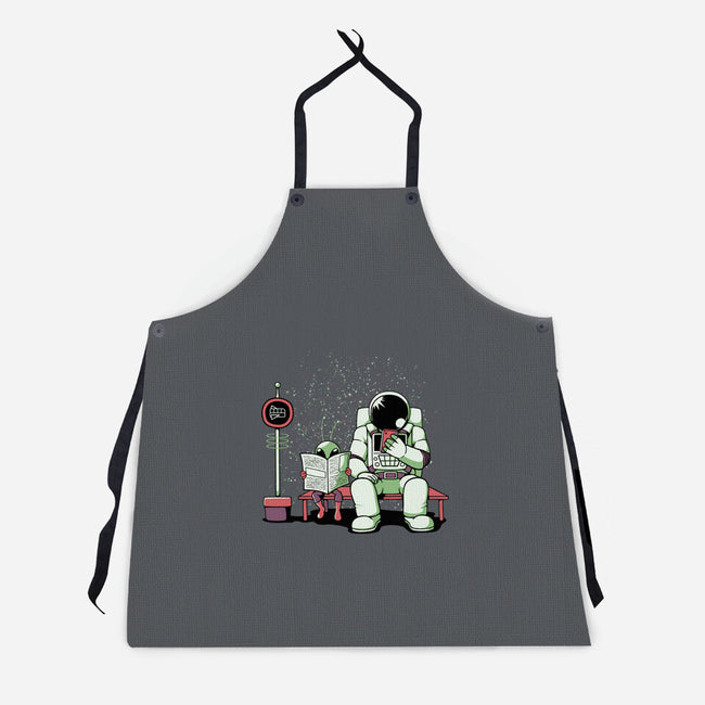 Bus Stop In Space-Unisex-Kitchen-Apron-tobefonseca