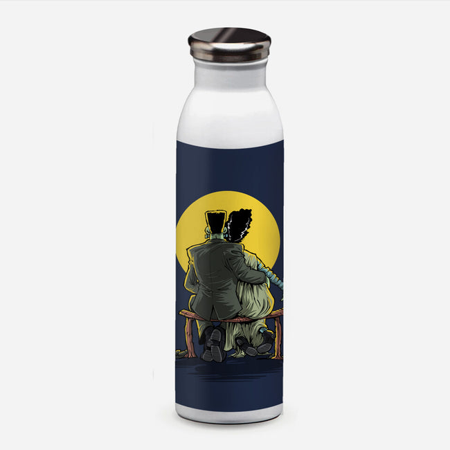 Monster And Bride Gazing At The Moon-None-Water Bottle-Drinkware-zascanauta
