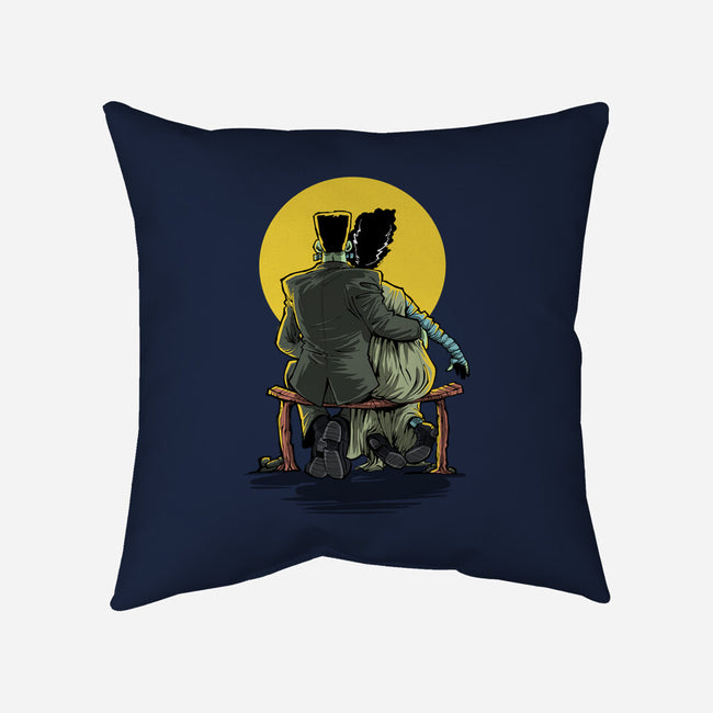 Monster And Bride Gazing At The Moon-None-Removable Cover w Insert-Throw Pillow-zascanauta