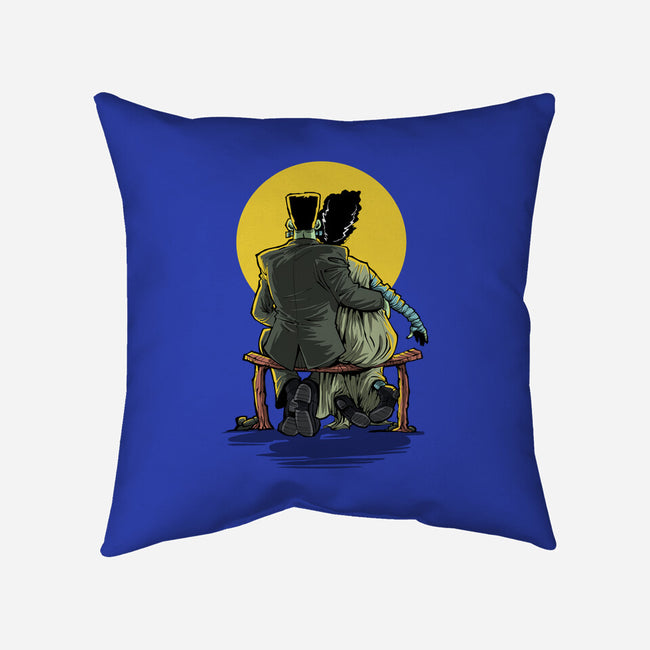 Monster And Bride Gazing At The Moon-None-Removable Cover w Insert-Throw Pillow-zascanauta