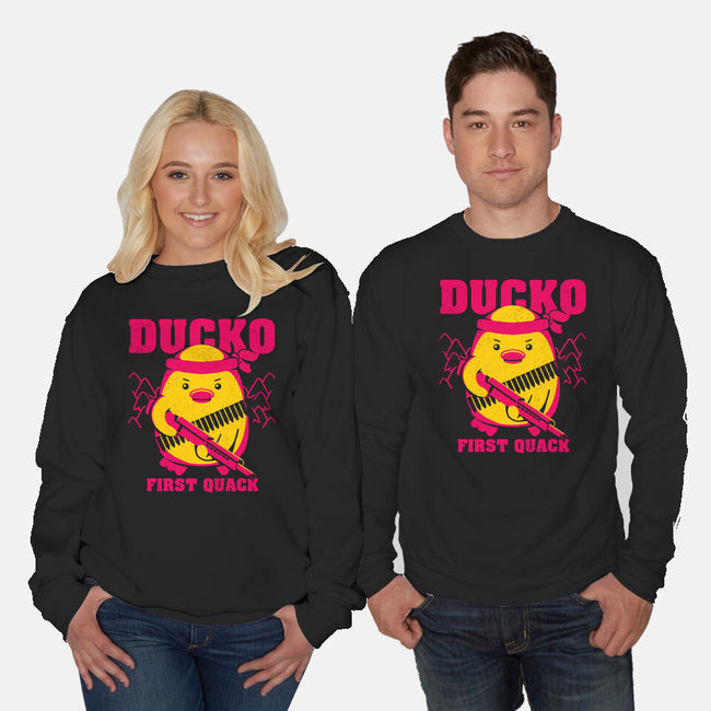 Ducko First Quack-Unisex-Crew Neck-Sweatshirt-estudiofitas