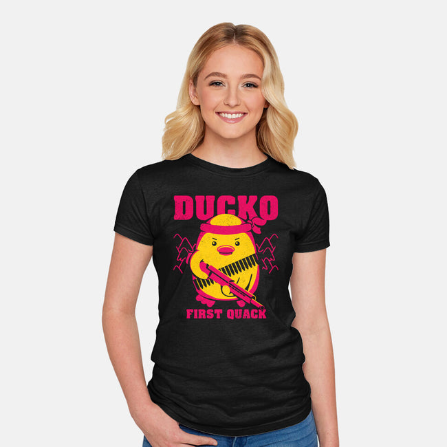 Ducko First Quack-Womens-Fitted-Tee-estudiofitas