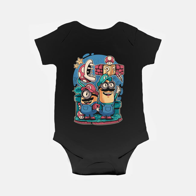 The Super Minion Bros-Baby-Basic-Onesie-Planet of Tees
