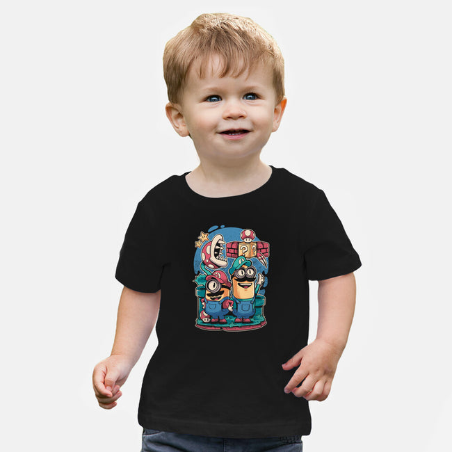 The Super Minion Bros-Baby-Basic-Tee-Planet of Tees