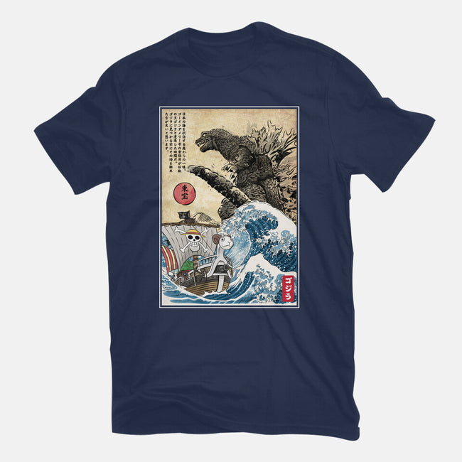 Straw Hat Pirates Meet Godzilla-Mens-Basic-Tee-DrMonekers