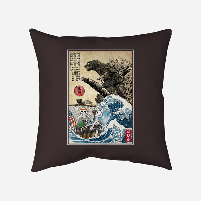 Straw Hat Pirates Meet Godzilla-None-Removable Cover w Insert-Throw Pillow-DrMonekers