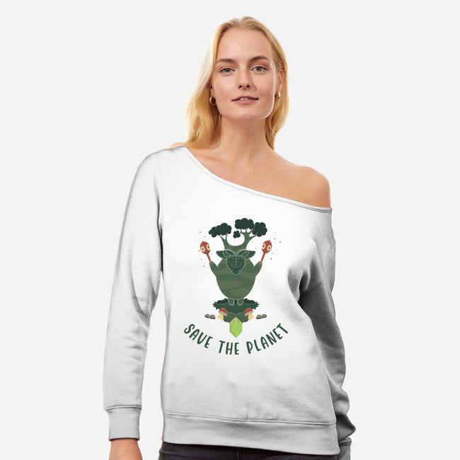 Save The Planet Kingdom-Womens-Off Shoulder-Sweatshirt-OnlyColorsDesigns
