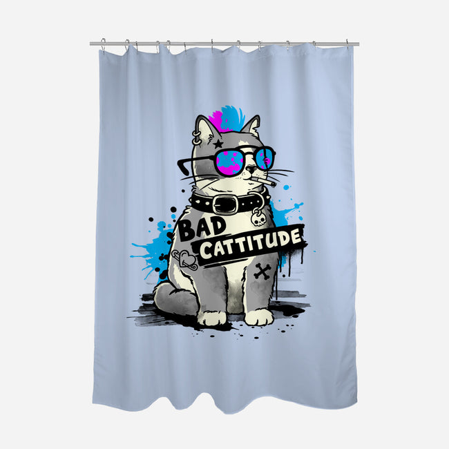 Bad Cattitude Graffiti-None-Polyester-Shower Curtain-NemiMakeit