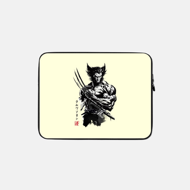 Mutant Samurai Sumi-e-None-Zippered-Laptop Sleeve-DrMonekers