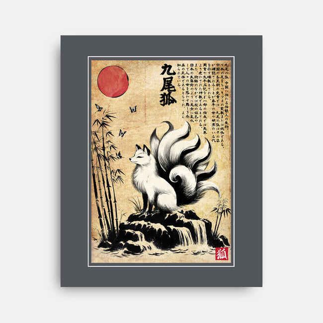 Kitsune Woodblock-None-Stretched-Canvas-DrMonekers