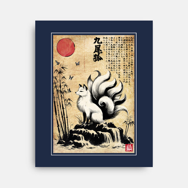 Kitsune Woodblock-None-Stretched-Canvas-DrMonekers