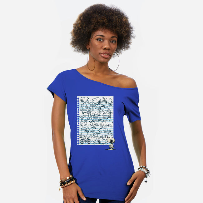 Doodle Beagle-Womens-Off Shoulder-Tee-Xentee
