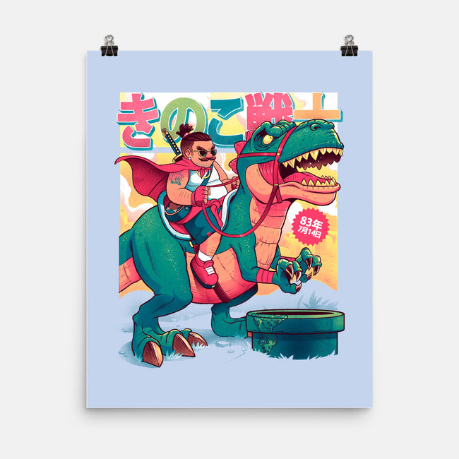 Mushrrom Warrior And Dinosaur-None-Matte-Poster-Bruno Mota