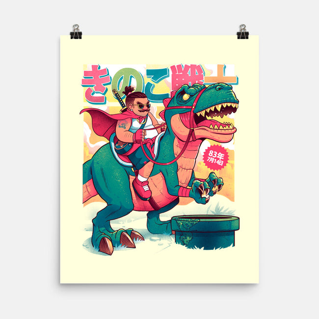 Mushrrom Warrior And Dinosaur-None-Matte-Poster-Bruno Mota