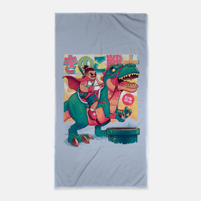 Mushrrom Warrior And Dinosaur-None-Beach-Towel-Bruno Mota