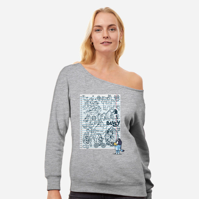 Doodle Heeler-Womens-Off Shoulder-Sweatshirt-Xentee