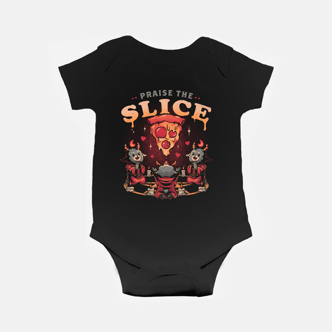 Praise The Slice-Baby-Basic-Onesie-eduely