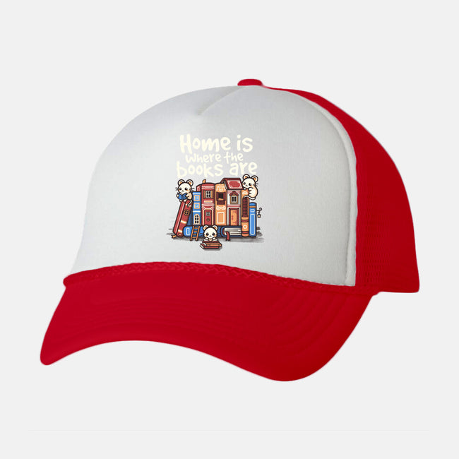 Home Is Where The Books Are-Unisex-Trucker-Hat-NemiMakeit