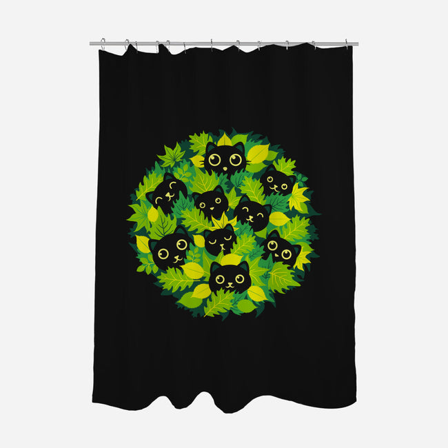 Spring Leaf Kittens-None-Polyester-Shower Curtain-erion_designs
