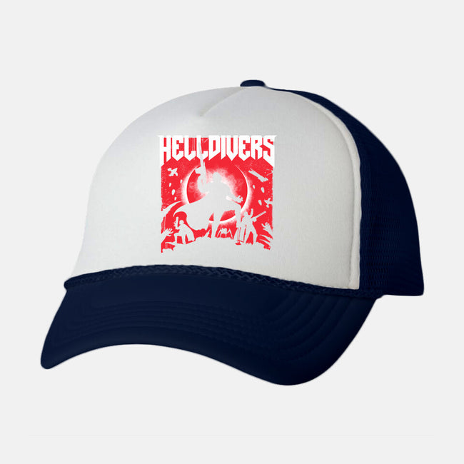 Helldivers Doom-Unisex-Trucker-Hat-rocketman_art
