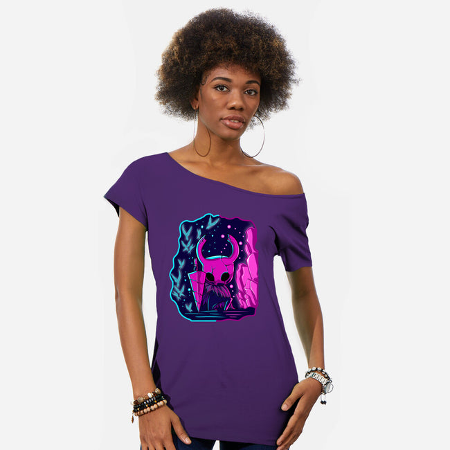 The Hollow Neon Knight-Womens-Off Shoulder-Tee-nickzzarto