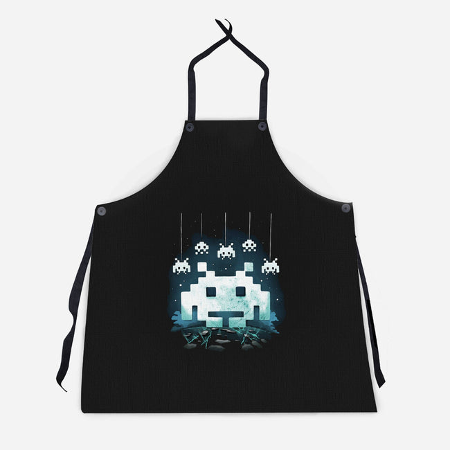 Space Moon Invaders-Unisex-Kitchen-Apron-Vallina84