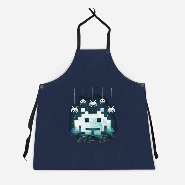 Space Moon Invaders-Unisex-Kitchen-Apron-Vallina84