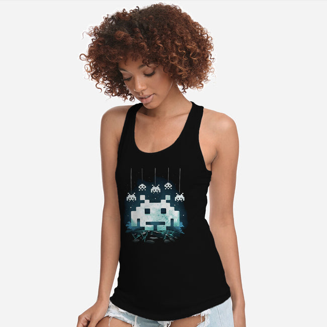 Space Moon Invaders-Womens-Racerback-Tank-Vallina84