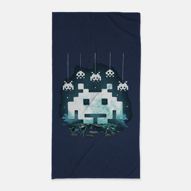 Space Moon Invaders-None-Beach-Towel-Vallina84
