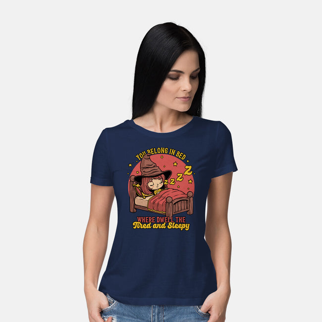 Witch Sleeping In Bed-Womens-Basic-Tee-Studio Mootant
