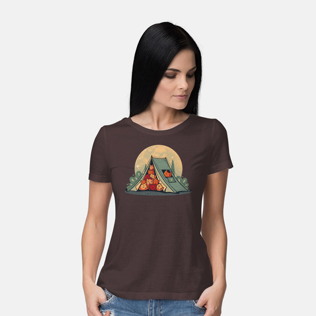 Cat Camping-Womens-Basic-Tee-erion_designs
