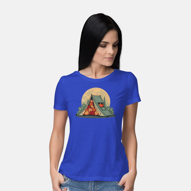 Cat Camping-Womens-Basic-Tee-erion_designs