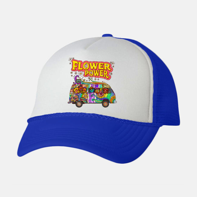 Flower Power Bus-Unisex-Trucker-Hat-drbutler