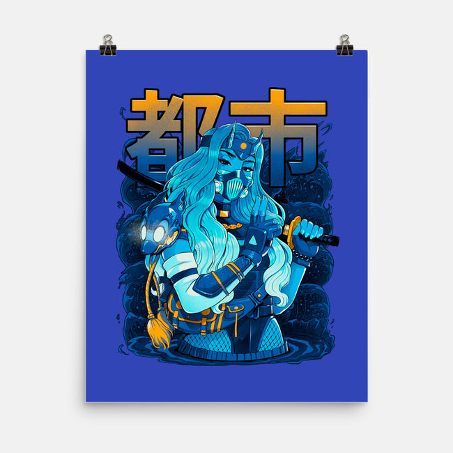 Water Urban Samurai-None-Matte-Poster-Bruno Mota