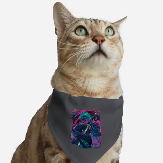 Cyber Neon Samurai-Cat-Adjustable-Pet Collar-Bruno Mota