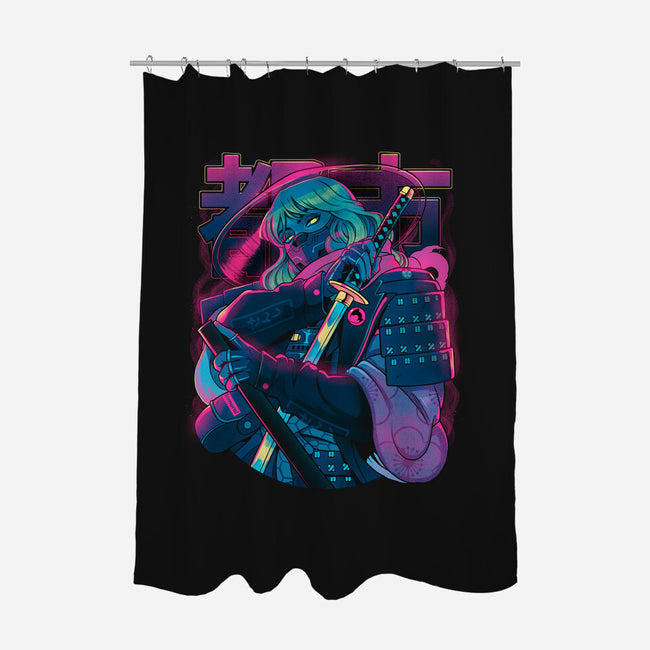 Cyber Neon Samurai-None-Polyester-Shower Curtain-Bruno Mota