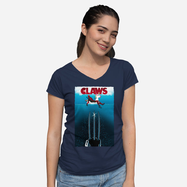 CLAWS-Womens-V-Neck-Tee-Fran