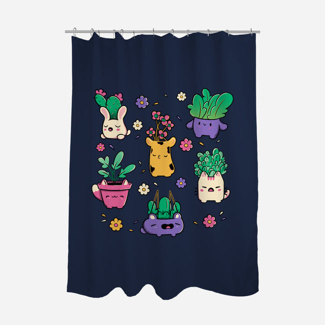 Happy Plants Kawaii-None-Polyester-Shower Curtain-tobefonseca
